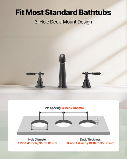 Roman Tub Faucet, Gooseneck Bath Tubs Faucets Set with 2 Handles, Roman Tub Faucets Deck Mount for Baby Care, Adult Bathing, 3 Hole Waterfall Bathtub Faucet, Bronze, High Arc Spout Design