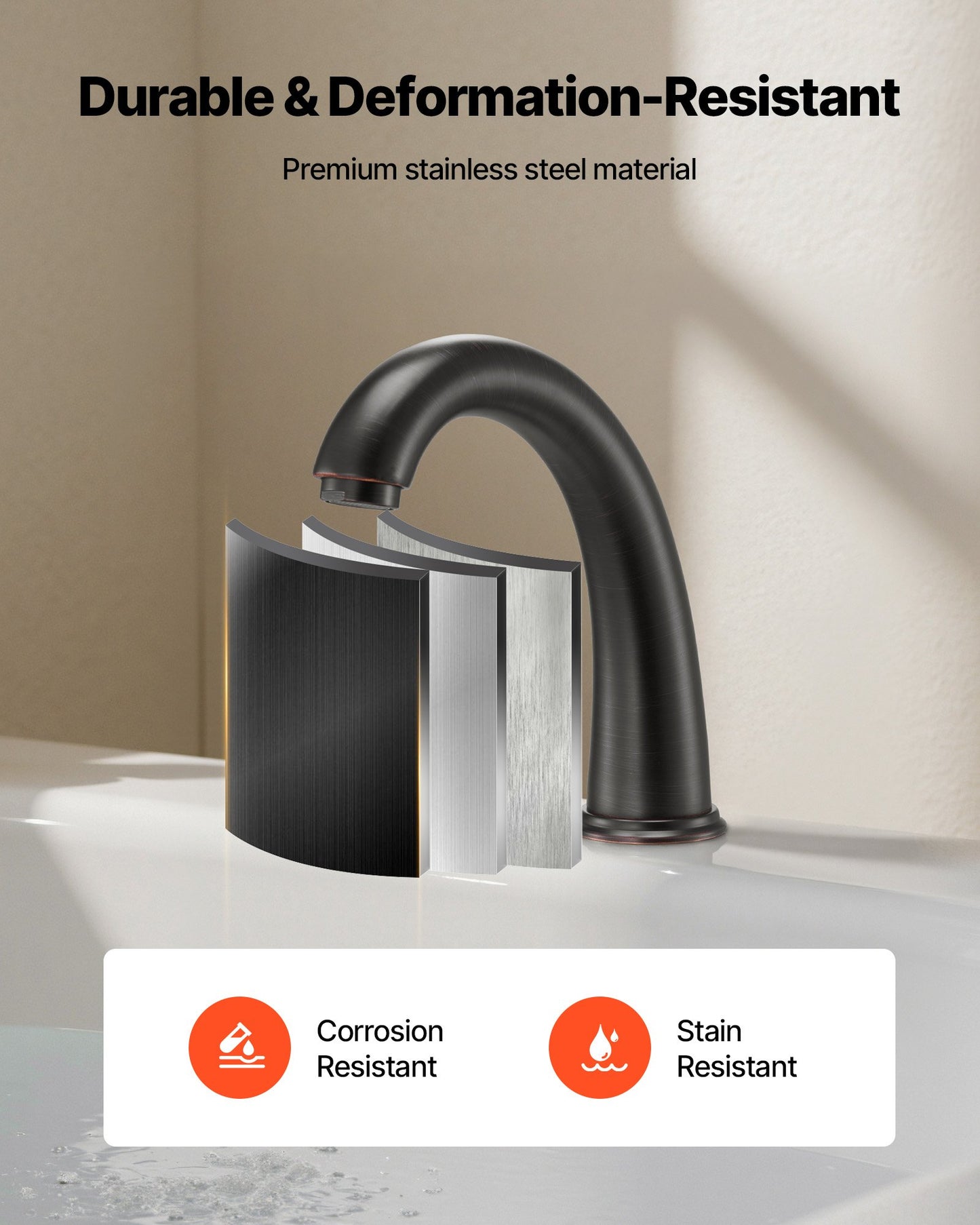 Roman Tub Faucet, Gooseneck Bath Tubs Faucets Set with 2 Handles, Roman Tub Faucets Deck Mount for Baby Care, Adult Bathing, 3 Hole Waterfall Bathtub Faucet, Bronze, High Arc Spout Design