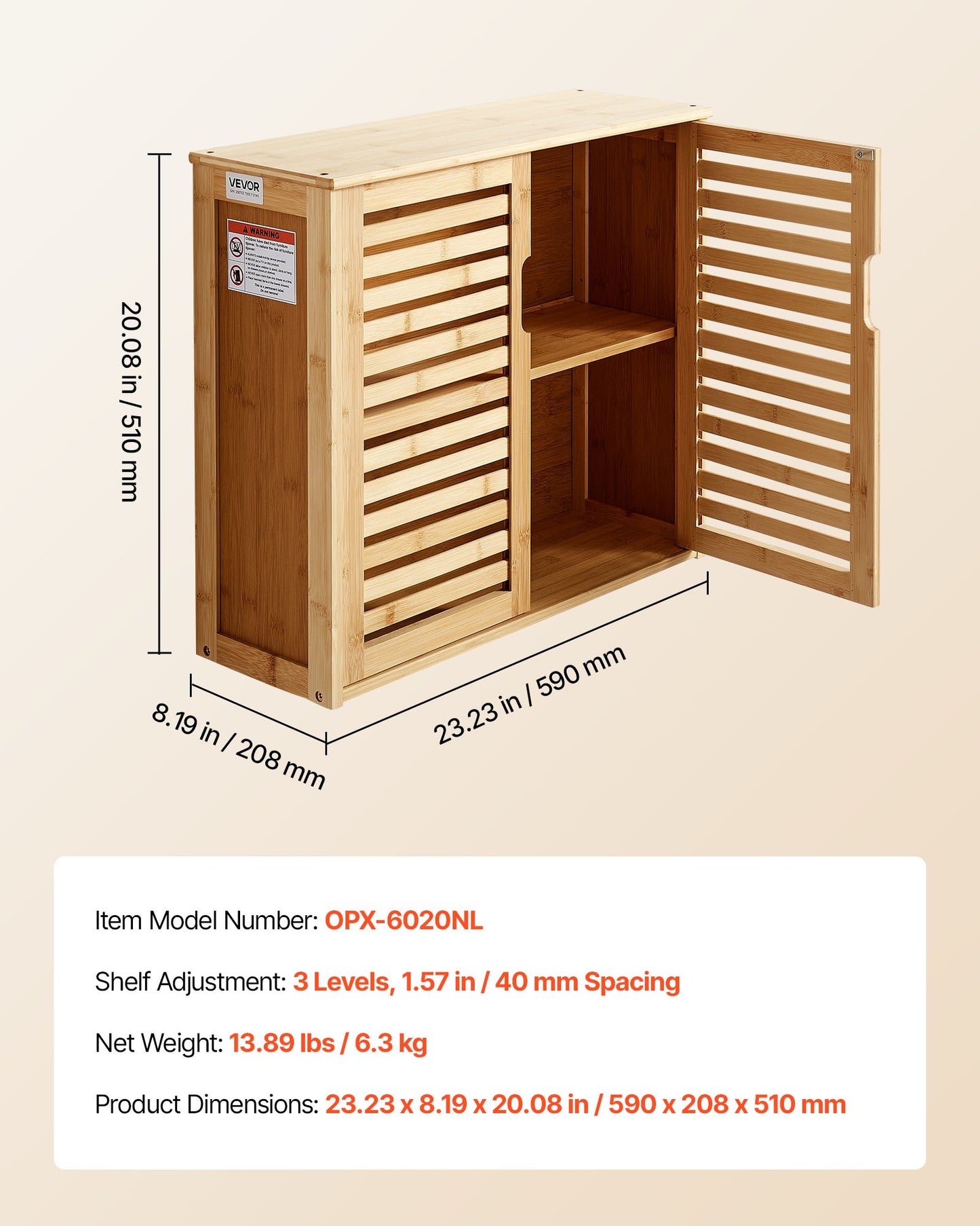 Bathroom Wall Cabinet, 2 Doors and Adjustable Shelf with 3 Height Levels, Over the Toilet Storage Medicine Cabinet Wall Mounted, Hanging Organizer with Shelves for Laundry Room Kitchen Restroom