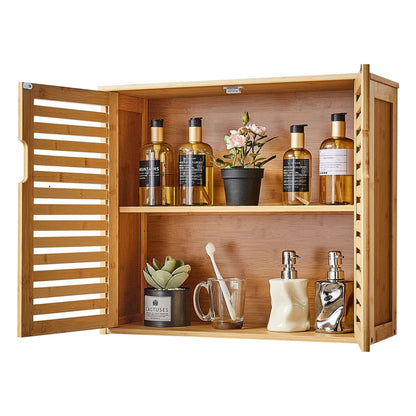 Bathroom Wall Cabinet, 2 Doors and Adjustable Shelf with 3 Height Levels, Over the Toilet Storage Medicine Cabinet Wall Mounted, Hanging Organizer with Shelves for Laundry Room Kitchen Restroom