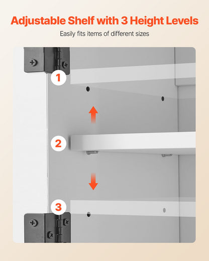 Bathroom Wall Cabinet, 2 Doors & Adjustable Shelf, Over the Toilet Storage Medicine Cabinet Wall Mounted, Hanging Organizer with Drawer & Open Partition for Laundry Room Kitchen Restroom, White