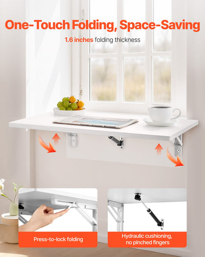 Wall Mounted Floating Folding Table Laptop Desk Home Office 60x40 cm