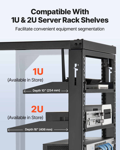 12U Wall Mount Server Rack, 68.04 kg Max Load Capacity, Open Frame Network Rack with 180 Degrees Gate Swing Door, Carbon Steel, Ideal for IT Network Equipment & AV Devices Computer Server, Black