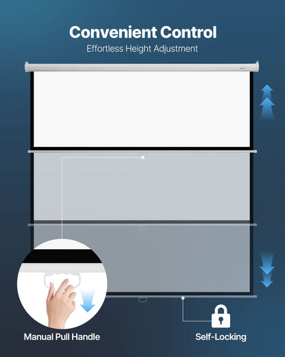 Manual Projector Screen, 3048 mm 1:1 4K 1080 HD Retractable Pull Down Projector Screen, Wall Mounted Movie Projection with Pull Rope, Portable Display Projectoin for Family Home Office Theater