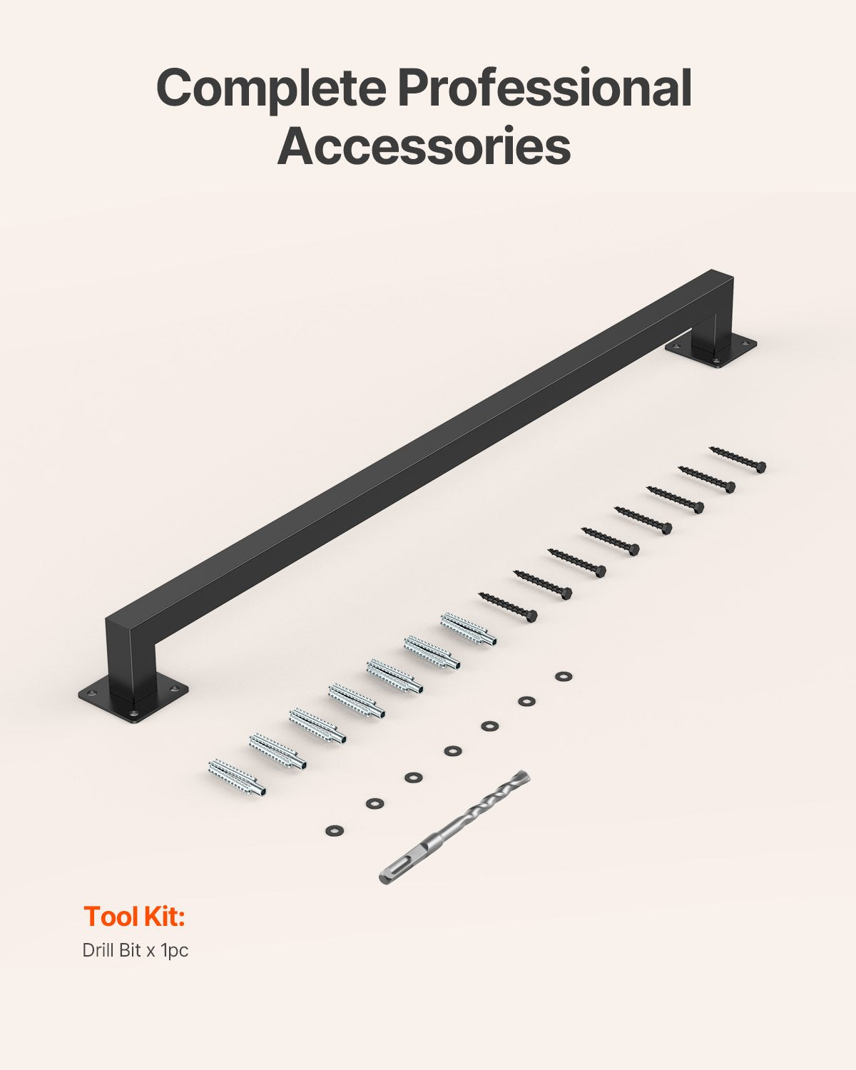 Wall Mounted Stair Handrail, 1215mm Black Iron Staircase Handrail Indoor, 113kg Load Capacity, Industrial Railing Hand Rail for Steps, Square Tube for Loft Porch Deck, 2 Sections