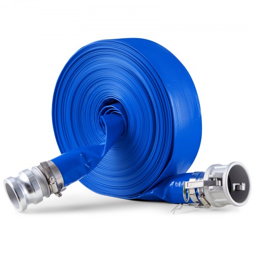 Backwash Hose, 51 mm(2 in) x 30.5 m(100 ft), Blue High Quality PVC Hose, with Clamps, Camlock, Aluminum Fittings, Fit Various Pumps, for Sewage Treatment, Water Transportation and More Agricultural Purposes