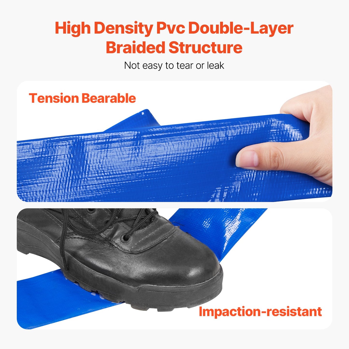 Backwash Hose, 51 mm(2 in) x 30.5 m(100 ft), Blue High Quality PVC Hose, with Clamps, Camlock, Aluminum Fittings, Fit Various Pumps, for Sewage Treatment, Water Transportation and More Agricultural Purposes