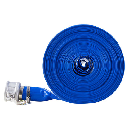 Backwash Hose, 51 mm(2 in) x 30.5 m(100 ft), Blue High Quality PVC Hose, with Clamps, Camlock, Aluminum Fittings, Fit Various Pumps, for Sewage Treatment, Water Transportation and More Agricultural Purposes