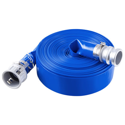 Backwash Hose, 51 mm(2 in) x 30.5 m(100 ft), Blue High Quality PVC Hose, with Clamps, Camlock, Aluminum Fittings, Fit Various Pumps, for Sewage Treatment, Water Transportation and More Agricultural Purposes