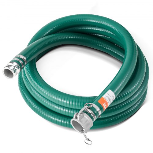 Suction Hose, 51 mm(2 in) x 6.1 m(20 ft), Green High Quality Hose, with Camlock Connectors, and Aluminum Fittings, Fit Various Pumps, for Sewage Treatment, Water Transportation and More Agricultural Purposes