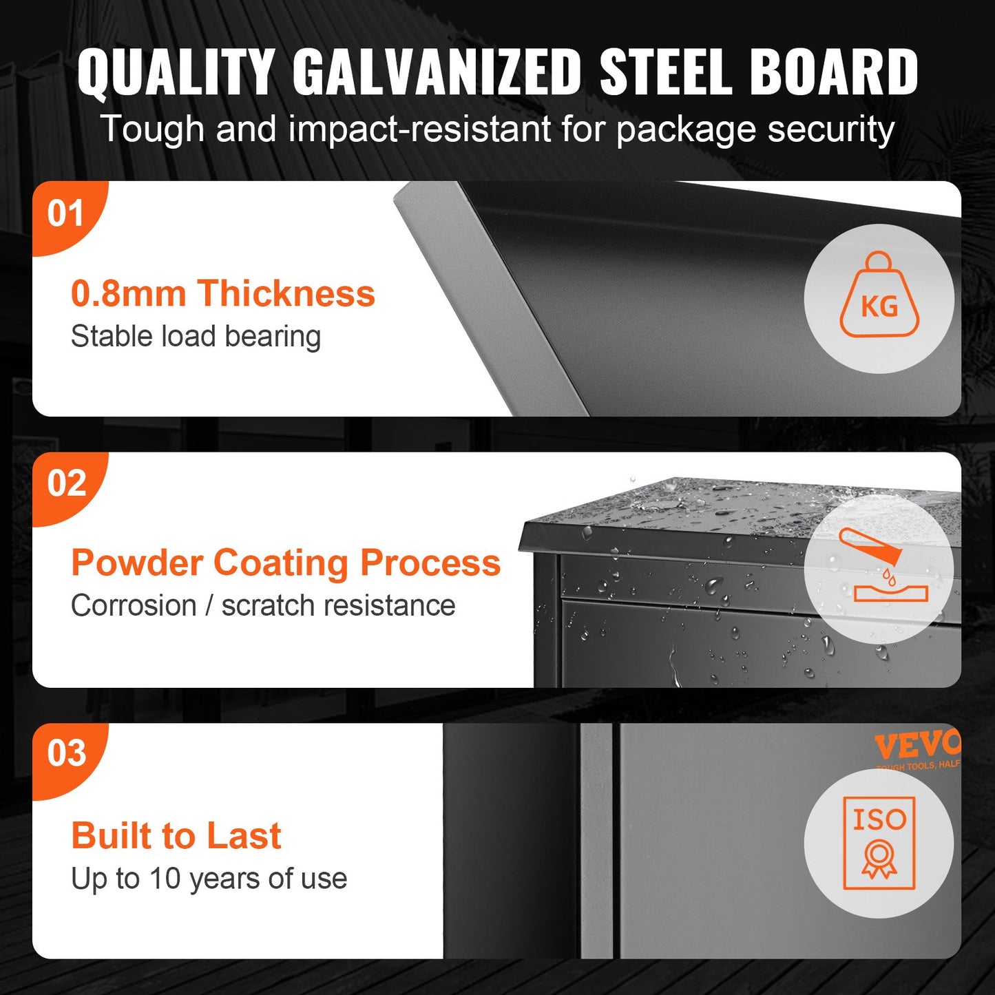 Package Delivery Boxes for Outside 39.1 x 26.9 x 52.1 cm, Galvanized Steel Wall Mount Mailbox with Coded Lock, Anti-Theft Baffle, IPX3 Waterproof Lockable Large Mail Box for Porch, Curbside