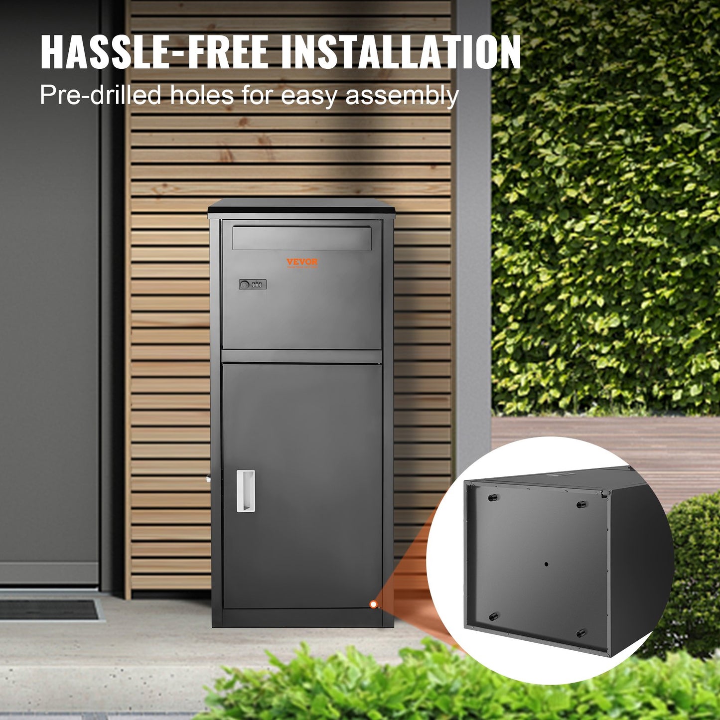 Package Delivery Boxes for Outside 41.1x40.1x111.8 cm, Galvanized Steel Package Delivery Box with Coded Lock, Removable Anti-theft Baffle, IPX3 Waterproof Parcel Drop Box for Outside, Porch