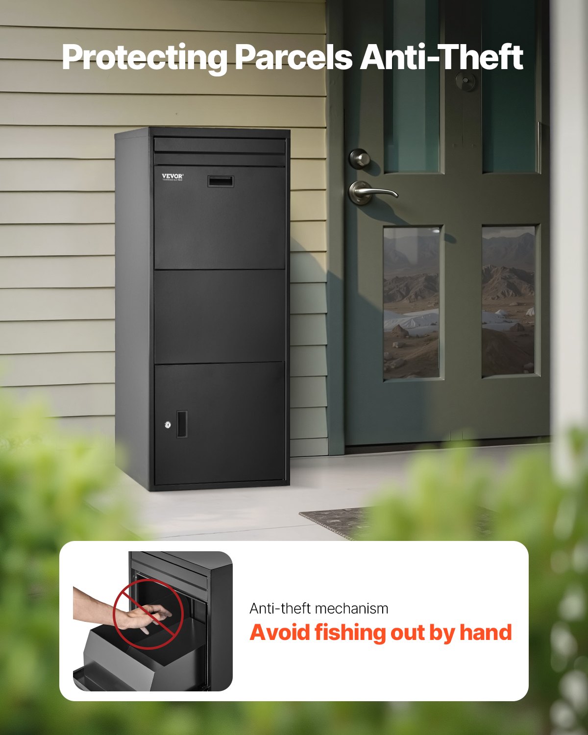 Package Delivery Boxes for Outside, 47.2 in Mailbox for Parcel with Lock, Galvanized Steel Package Drop Box with Anti-Theft Design, Weather-Resistant Package Mailbox for Home and Office, Black