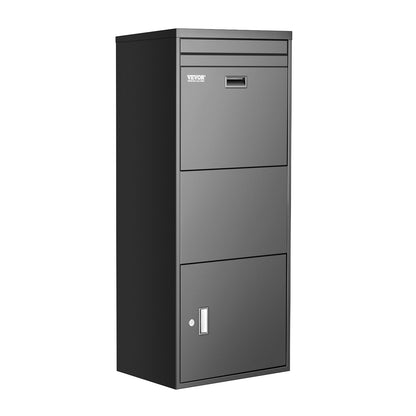 Package Delivery Boxes for Outside, 47.2 in Mailbox for Parcel with Lock, Galvanized Steel Package Drop Box with Anti-Theft Design, Weather-Resistant Package Mailbox for Home and Office, Black