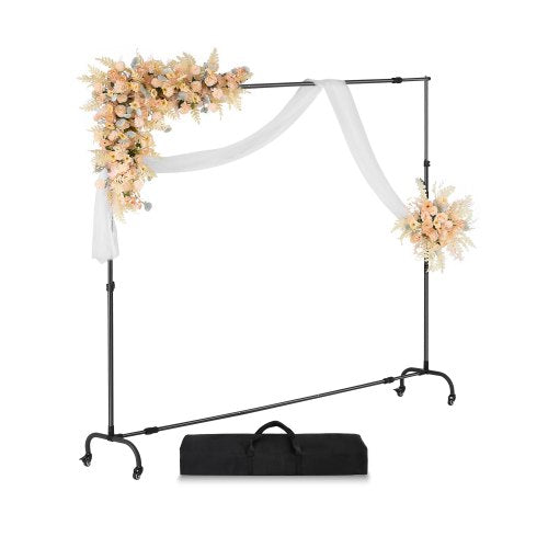 Backdrop Stand, 7 x 10 ft Adjustable Photo Backdrop Stand Kit, Portable Background Backdrop Stand with Casters, Heavy Duty Movable Projector Screen Stand, for Wedding, Photo Studio and Party