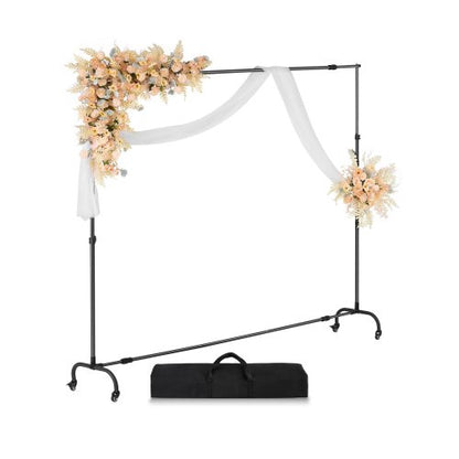 Backdrop Stand, 7 x 10 ft Adjustable Photo Backdrop Stand Kit, Portable Background Backdrop Stand with Casters, Heavy Duty Movable Projector Screen Stand, for Wedding, Photo Studio and Party