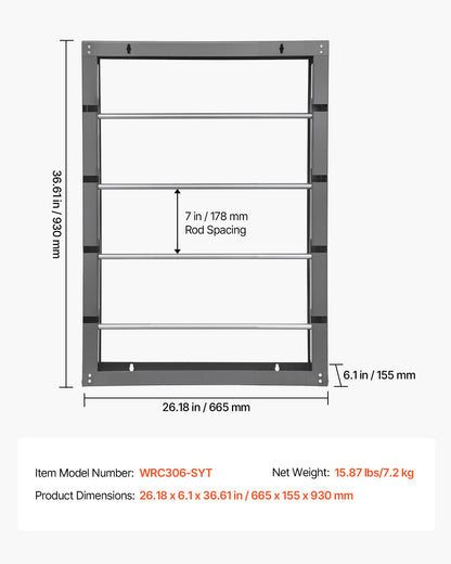 Drahtspulenhalter, 4 verstellbare Stangen, Wandmontage, aus kaltgewalztem Stahl, für mehrere Spulen, Kabelaufbewahrung, Tragkraft 68 kg / 150 lbs, für Elektroindustrie und Einzelhandel