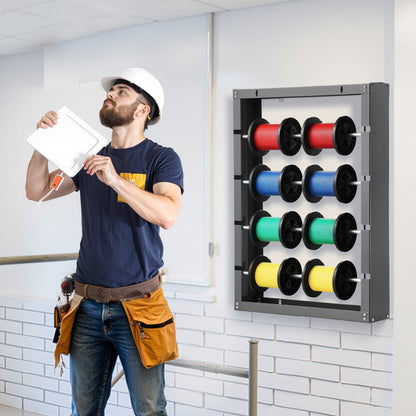 Drahtspulenhalter, 4 verstellbare Stangen, Wandmontage, aus kaltgewalztem Stahl, für mehrere Spulen, Kabelaufbewahrung, Tragkraft 68 kg / 150 lbs, für Elektroindustrie und Einzelhandel