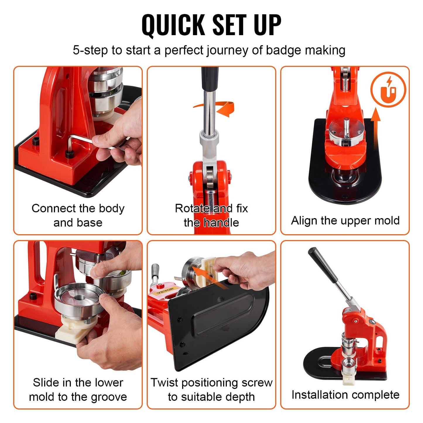 Button Maker Machine, 25mm (1 inch) Badge Punch Press Kit, Children DIY Gifts Pin Maker, Button Making Supplies with 500pcs Button Parts & Circle Cutter & Magic Book