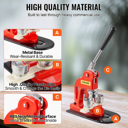 Button Maker Machine, 32 mm (1.25 inch) Badge Punch Press Kit, Children DIY Gifts Pin Maker, Button Making Supplies with 500pcs Button Parts & Circle Cutter & Magic Book