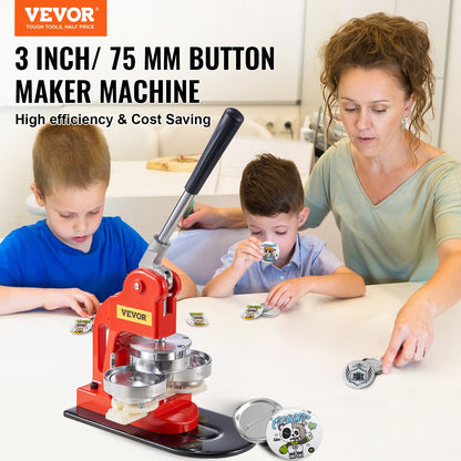Button Maker Machine, 75 mm (3 inch) Badge Punch Press Kit, Children DIY Gifts Pin Maker, Button Making Supplies with 500pcs Button Parts & Circle Cutter & Magic Book