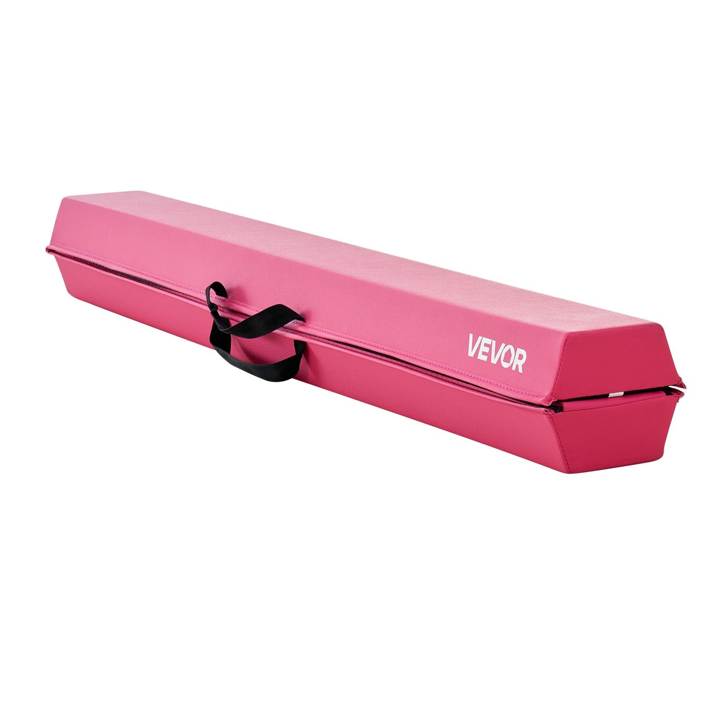 8FT Folding Balance Beam for Kids, 90.7 KG Stable Support Gymnastics Floor Beam with Non-Slip Mats, Gymnastics Training Equipment with Anti-Slip Bottom and Carrying Bag for Home Gym, Pink