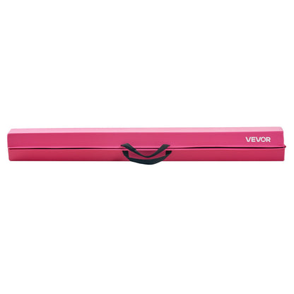 8FT Folding Balance Beam for Kids, 90.7 KG Stable Support Gymnastics Floor Beam with Non-Slip Mats, Gymnastics Training Equipment with Anti-Slip Bottom and Carrying Bag for Home Gym, Pink
