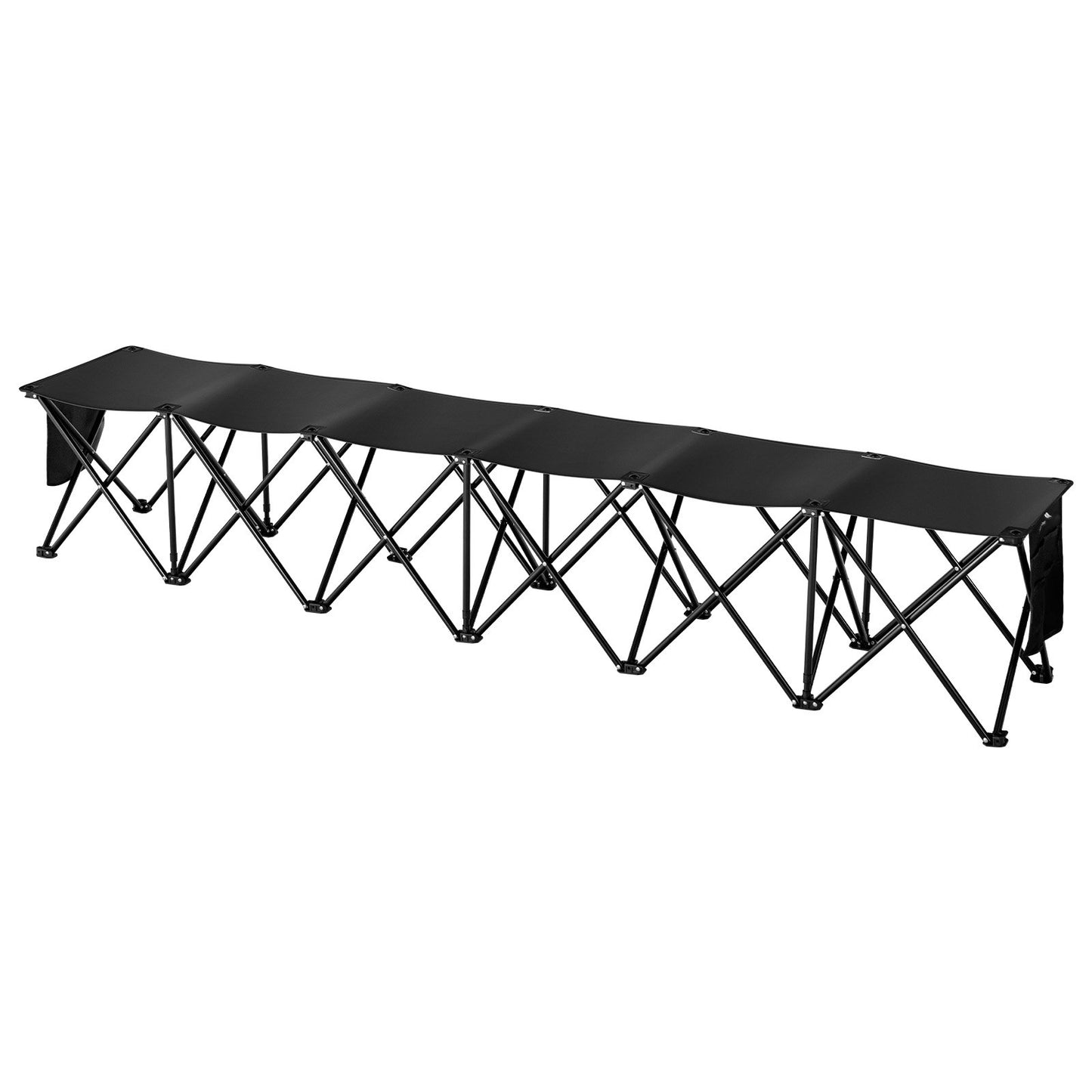 Portable Folding Bench, 6 Seat Foldable Soccer Bench with Side Pockets and Carrying Bag, Lightweight 600D Oxford Fabric Sideline Seating, for Football, Baseball, Camping, Outdoor Events, Black