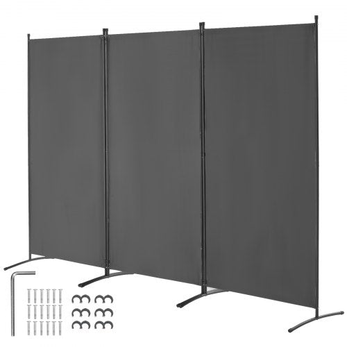Room Divider, 3 Panels Room Divider, Folding Privacy Screen and Portable Partition Divider for Room Separation, Freestanding Room Partitions for Office, Bedroom, Study, Grey