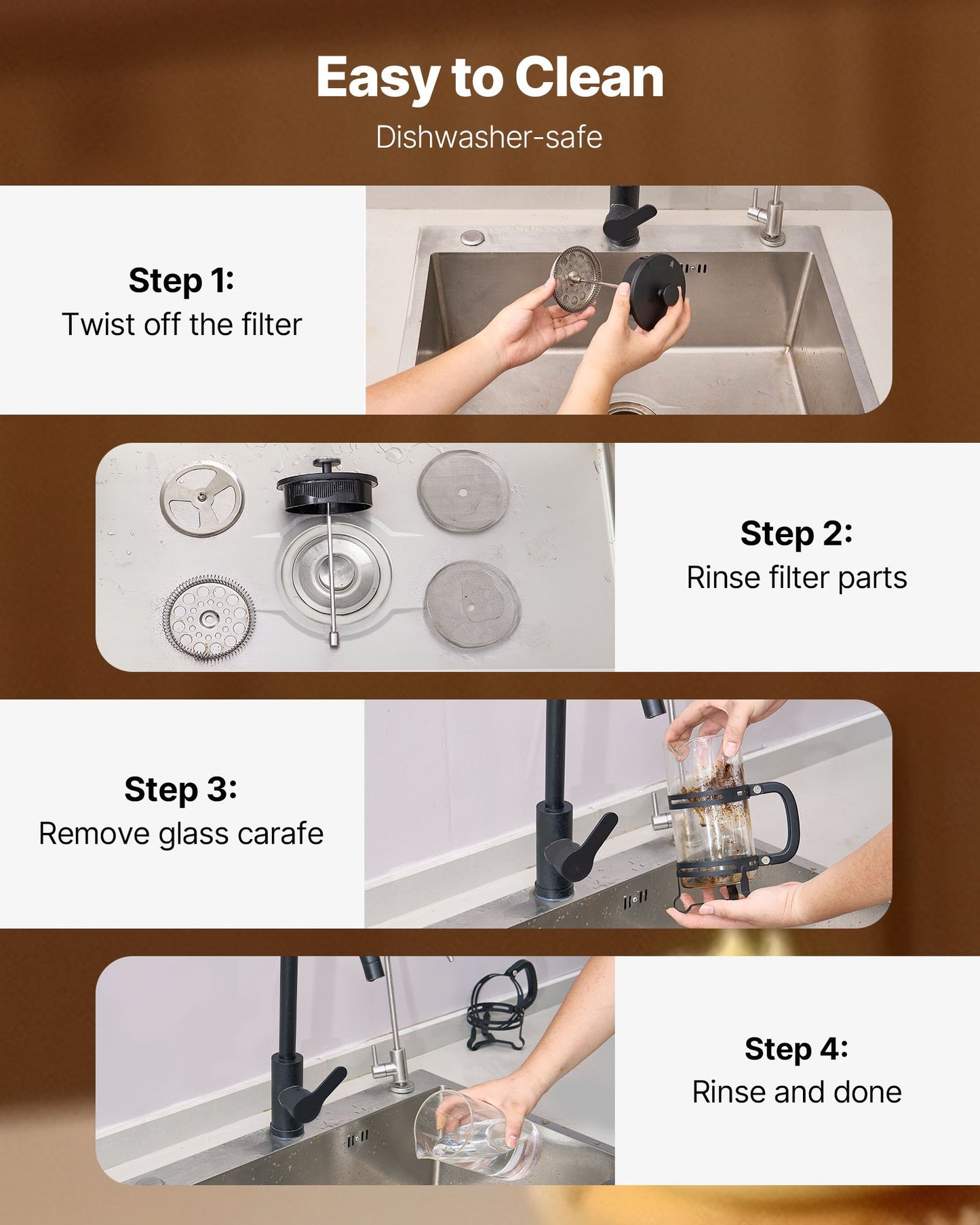 French Press Coffee Maker, 1 Liter Borosilicate Glass Coffee Press Tea Maker with Stainless Steel Filter, Large Glass French Presses Cold Brew for Camping Travel Home Kitchen, Silver