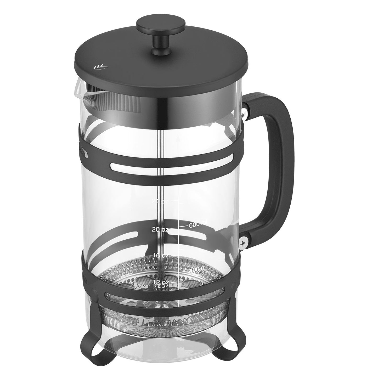 French Press Coffee Maker, 1 Liter Borosilicate Glass Coffee Press Tea Maker with Stainless Steel Filter, Large Glass French Presses Cold Brew for Camping Travel Home Kitchen, Silver