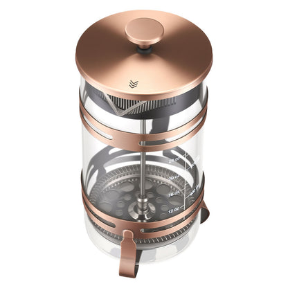 French-Press-Kaffeebereiter, 1 Liter, Borosilikatglas, mit Edelstahlfilter, große French Presses aus Glas für Cold Brew, ideal für Camping, Reisen, Zuhause und Küche, Kupfer