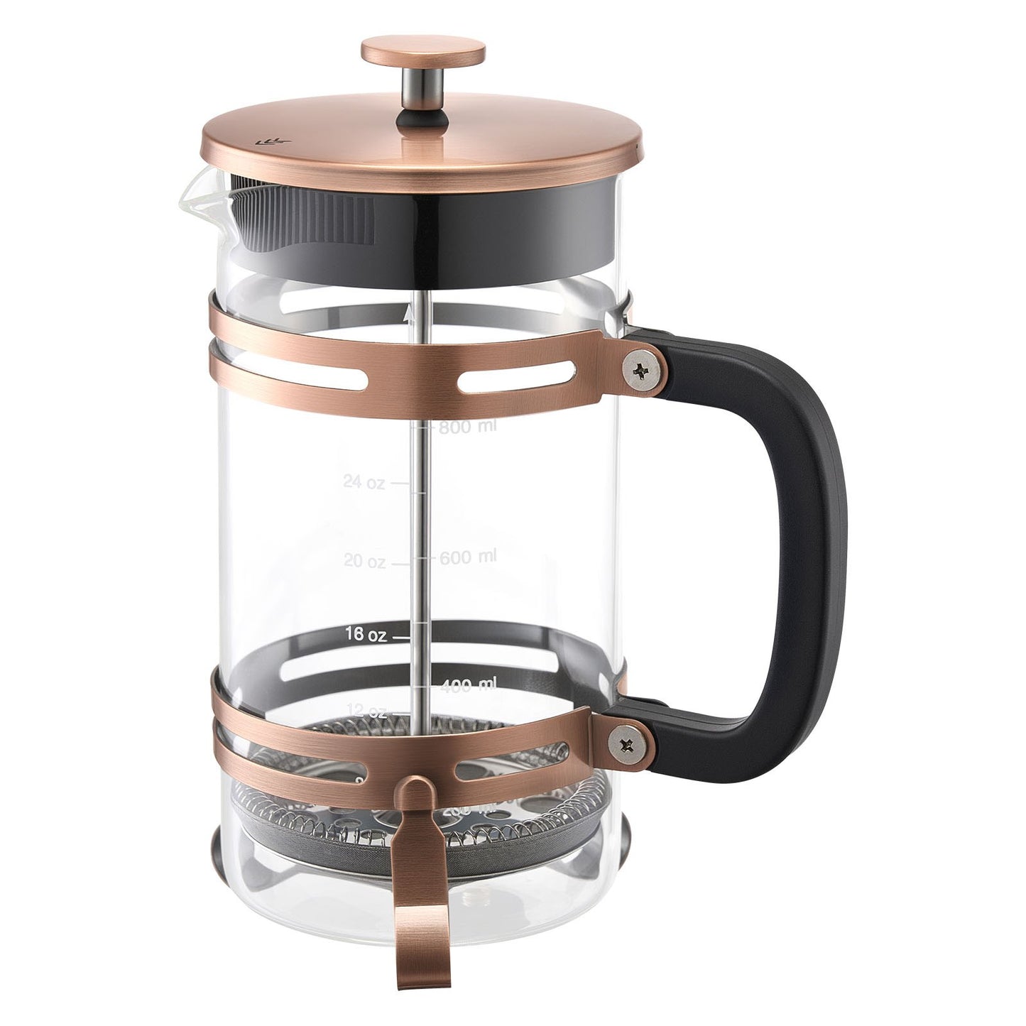 French-Press-Kaffeebereiter, 1 Liter, Borosilikatglas, mit Edelstahlfilter, große French Presses aus Glas für Cold Brew, ideal für Camping, Reisen, Zuhause und Küche, Kupfer