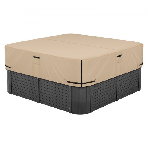 Outdoor-Whirlpoolabdeckung, 2160 x 2160 x 508 mm (85 x 85 x 20 Zoll), wetter- und wasserdicht, aus robustem 600D Oxford-Gewebe mit einer Reißfestigkeit von 950 N, quadratische Whirlpoolabdeckung, braun
