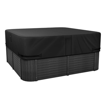 Outdoor Hot Tub Cover, 88x88x20in/2235x2235x508mm Weatherproof & Waterproof Hot Tub Cover Protector, 600D Heavy Duty Oxford Fabric and 950N Tearing Strength, Square Spa Covers for Hottub, Black