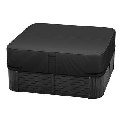 Outdoor Hot Tub Cover, 88x88x20in/2235x2235x508mm Weatherproof & Waterproof Hot Tub Cover Protector, 600D Heavy Duty Oxford Fabric and 950N Tearing Strength, Square Spa Covers for Hottub, Black