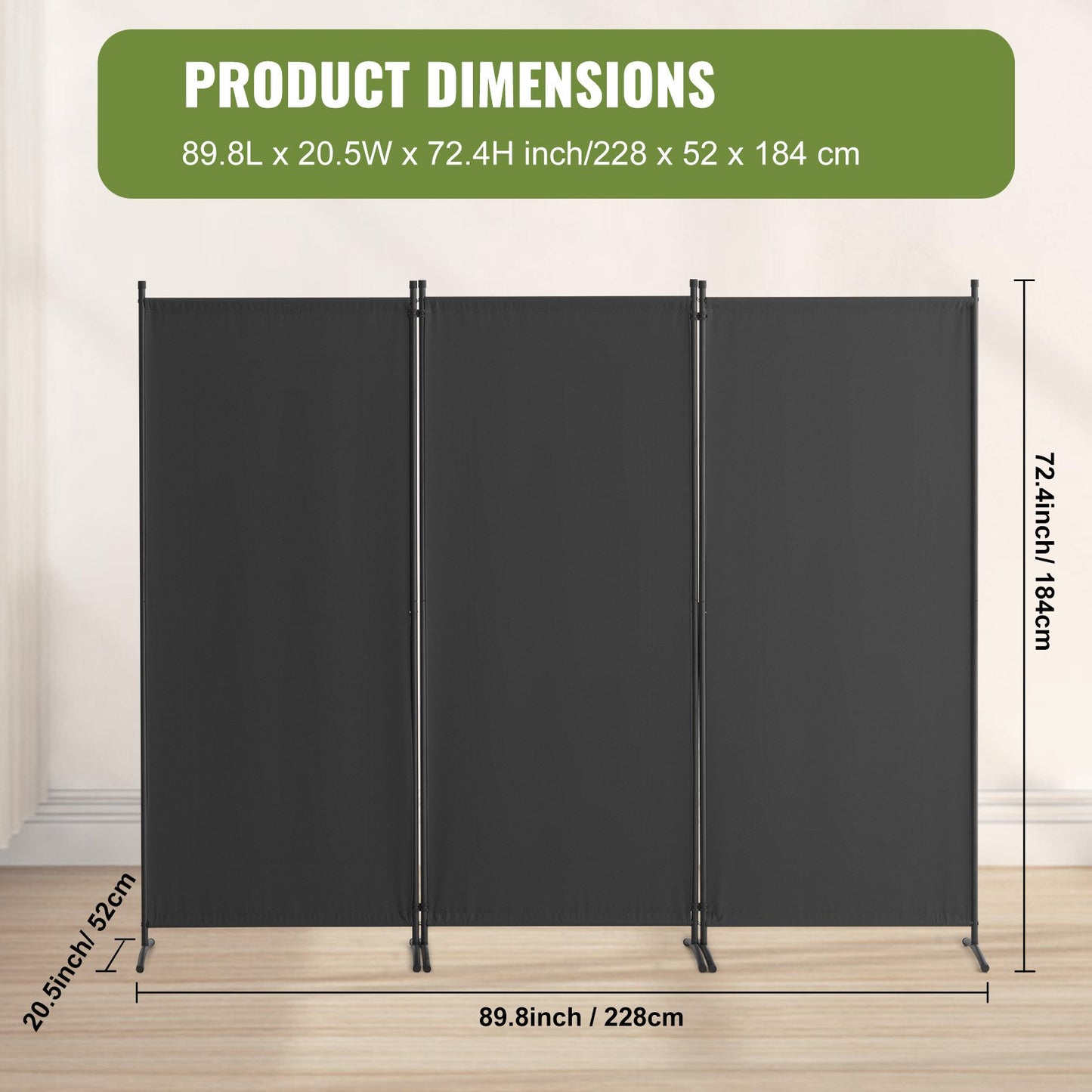 Room Divider, 3 Panel Room Dividers and Folding Privacy Screens, Fabric Partition Room Dividers for Office, Bedroom, Dining Room, Study, Freestanding, Gray
