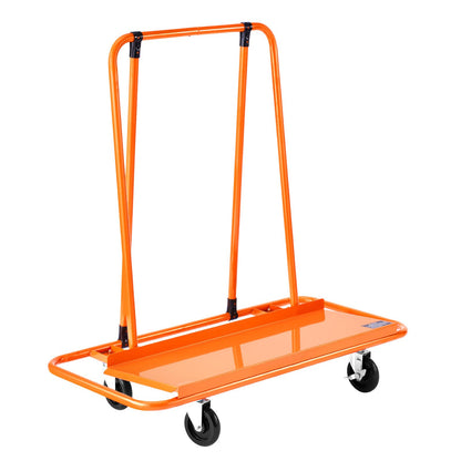 Drywall Cart Dolly, 816 kg Load Capacity, Steel Panel Dolly with 4 Swivel Casters, Durable & Long-lasting, Panel Truck Cart with Tie-Down Strap for Plywood, Plasterboard, Glass, Orange