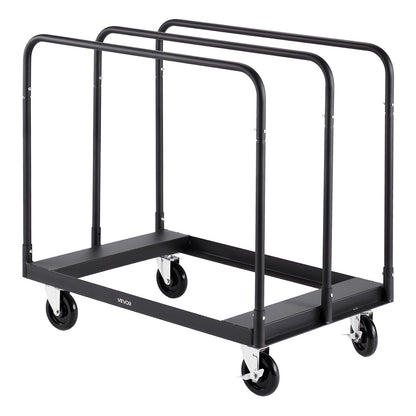 Drywall Cart Dolly, 816 kg Load Capacity, Steel Panel Truck Cart with 12.5 mm Swivel Casters, Lumber Drywall Dolly with with Tie-Down Strap & 3 Side Handrails for Factory, Warehouse, Garage, Black