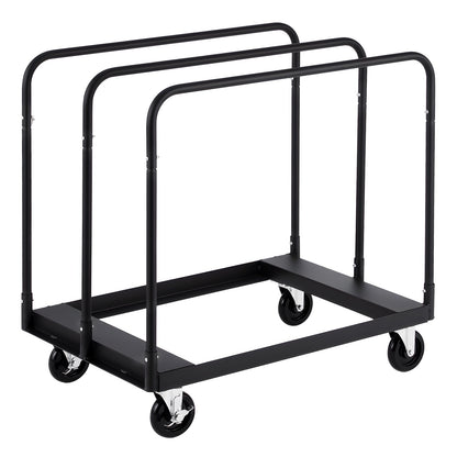 Drywall Cart Dolly, 816 kg Load Capacity, Steel Panel Truck Cart with 12.5 mm Swivel Casters, Lumber Drywall Dolly with with Tie-Down Strap & 3 Side Handrails for Factory, Warehouse, Garage, Black