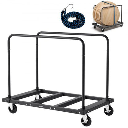 Drywall Cart Dolly, 816 kg Load Capacity, Steel Panel Truck Cart with 12.5 mm Swivel Casters, Lumber Drywall Dolly with Tie-Down Strap & 2 Side Handrails for Factory, Warehouse, Garage, Black