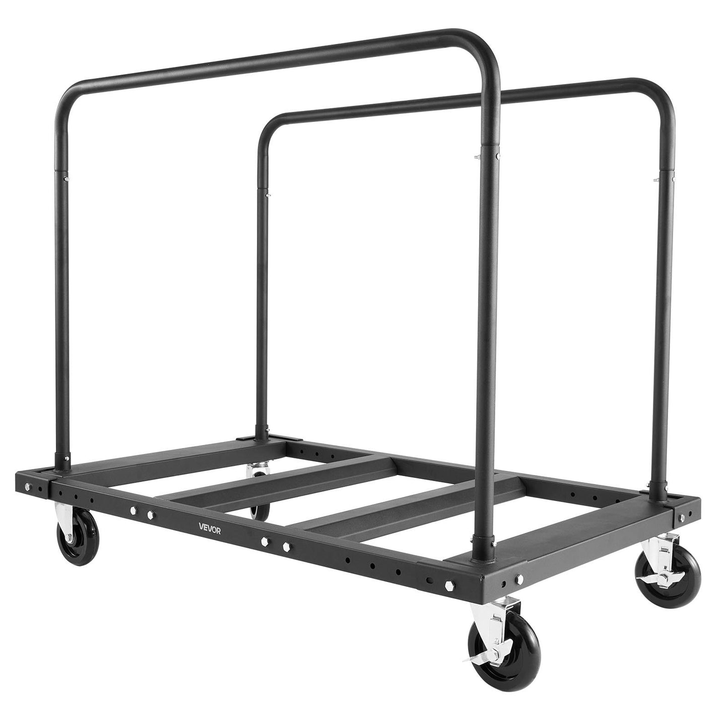 Drywall Cart Dolly, 816 kg Load Capacity, Steel Panel Truck Cart with 12.5 mm Swivel Casters, Lumber Drywall Dolly with Tie-Down Strap & 2 Side Handrails for Factory, Warehouse, Garage, Black