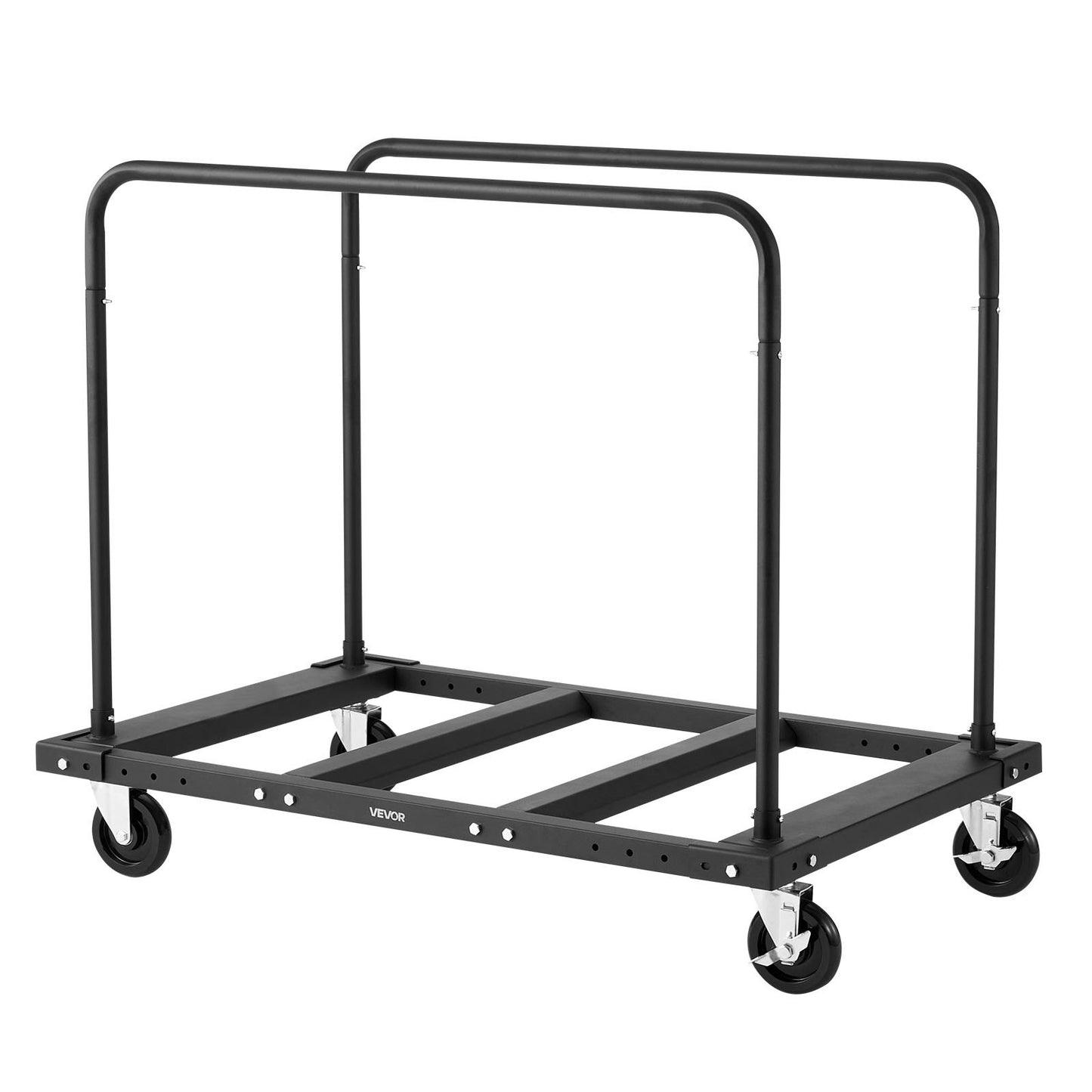 Drywall Cart Dolly, 816 kg Load Capacity, Steel Panel Truck Cart with 12.5 mm Swivel Casters, Lumber Drywall Dolly with Tie-Down Strap & 2 Side Handrails for Factory, Warehouse, Garage, Black