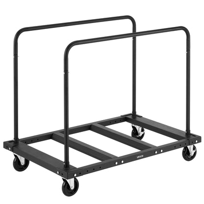 Drywall Cart Dolly, 816 kg Load Capacity, Steel Panel Truck Cart with 12.5 mm Swivel Casters, Lumber Drywall Dolly with Tie-Down Strap & 2 Side Handrails for Factory, Warehouse, Garage, Black