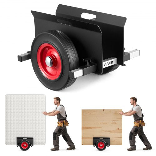 Panel Dolly, 453.6 kg Load Capacity, Drywall Mover with 25 cm Rubber Wheels Fits Different Terrain, Adjustable Clamp Panel Cart for Steel Panels, Mattress, Doors and Drywall Sheet, Black