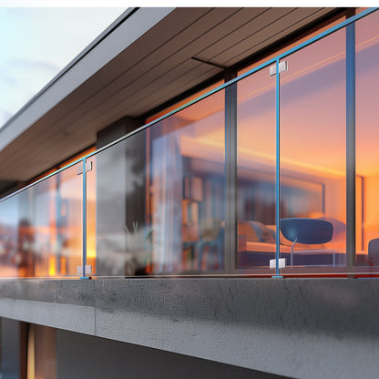 Glasklemme, 4 Stück quadratische Glasgeländerhalterung für 0,31"-0,47" gehärtetes Glas, Glasmontageklemme aus Edelstahl 304, Glasregalhalterung für Balkon, Garten, Pool, Treppe, Silber