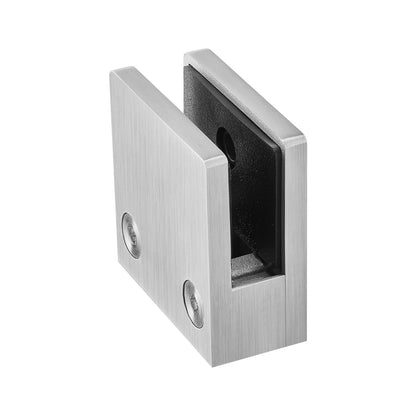 Glasklemme, 4 Stück quadratische Glasgeländerhalterung für 0,31"-0,47" gehärtetes Glas, Glasmontageklemme aus Edelstahl 304, Glasregalhalterung für Balkon, Garten, Pool, Treppe, Silber