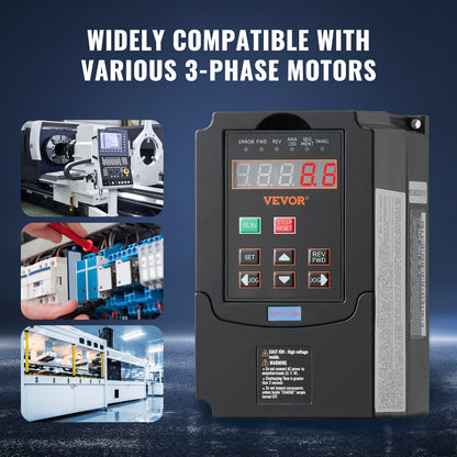 VFD 1HP, 0.75KW, 3.5A, 1 or 3 Phase 220V Input to 3 Phase 220V Output Variable Frequency Drive, 40-60Hz Input, 0-400Hz Output VFD for Spindle Motor CNC Speed Control