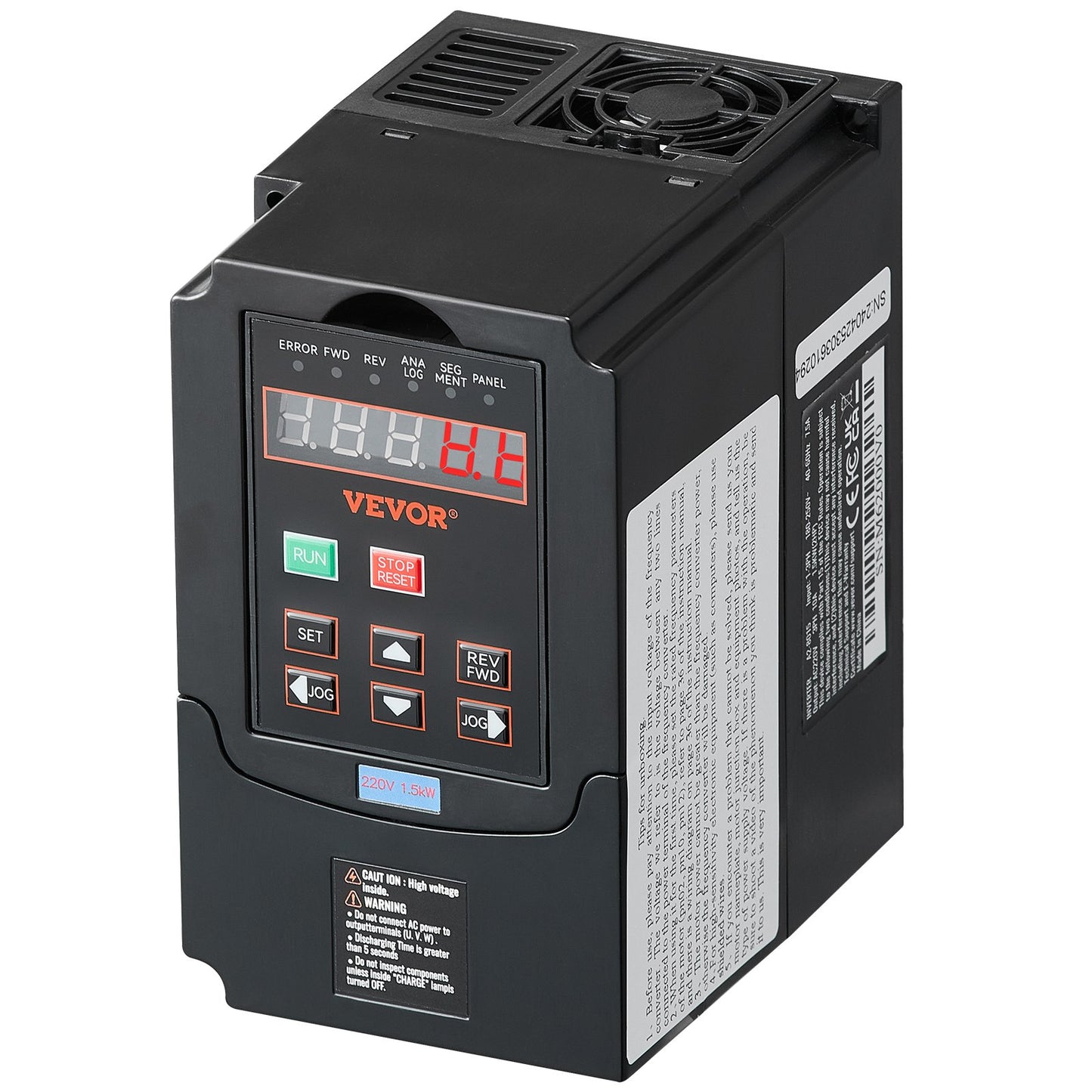 VFD 2HP, 1.5KW, 7.5A, 1 or 3 Phase 220V Input to 3 Phase 220V Output Variable Frequency Drive, 40-60Hz Input, 0-400Hz Output VFD for Spindle Motor CNC Speed Control