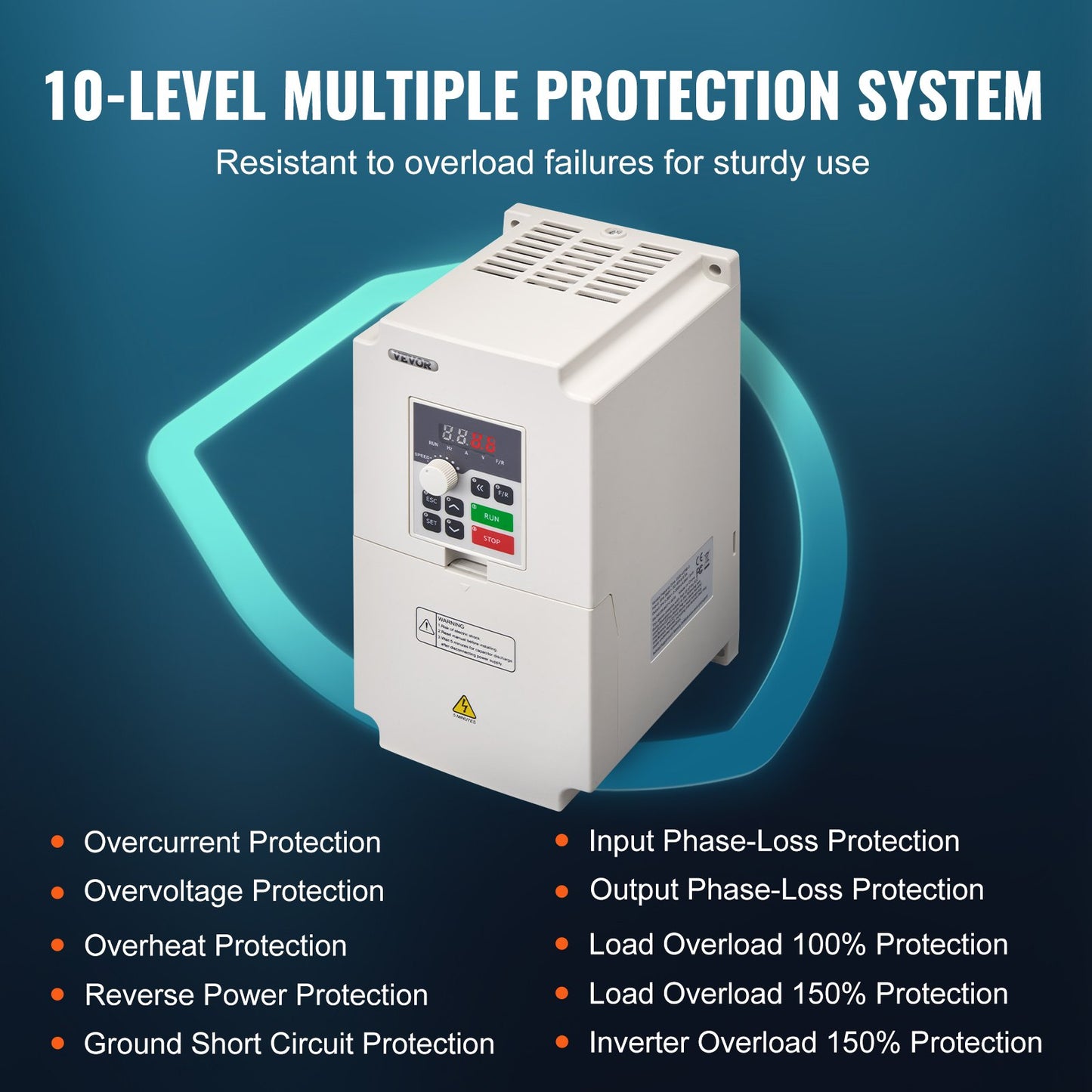 VFD 5HP, 4KW, 8.5A, 3 Phase AC 380V Input to 3 Phase AC 0 - 380V Output Variable Frequency Drive, 50/60Hz Input, 0-2000Hz Output VFD for Spindle Motor Speed Control